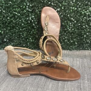 Jellypop Elvie Gladiator Sandals Grey Distressed Boho Size 10
